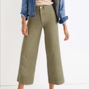 Madewell Emmett Wide Leg Crop Pant (Army Green)
